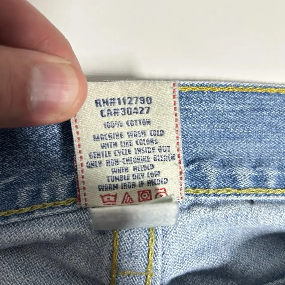True Religion Ricky Jeans Mens 36x29.5 Light Wash Made In USA Y2K Distressed